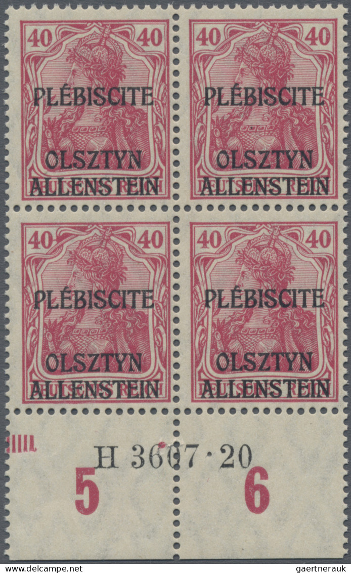 Deutsche Abstimmungsgebiete: Allenstein: 1920, Germania 40 Pfg. Lebhaftrotkarmin - Other & Unclassified