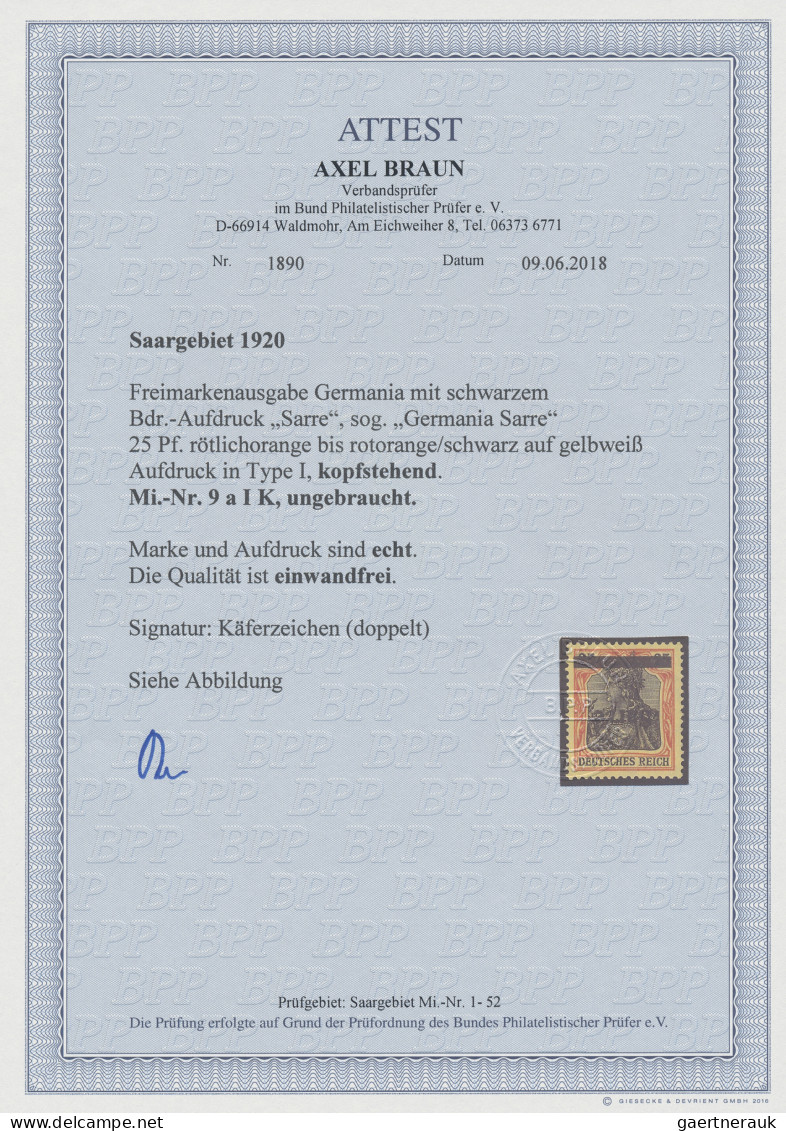 Deutsche Abstimmungsgebiete: Saargebiet: 1920, Germania-Sarre 25 Pfg. Rötlichora - Unused Stamps