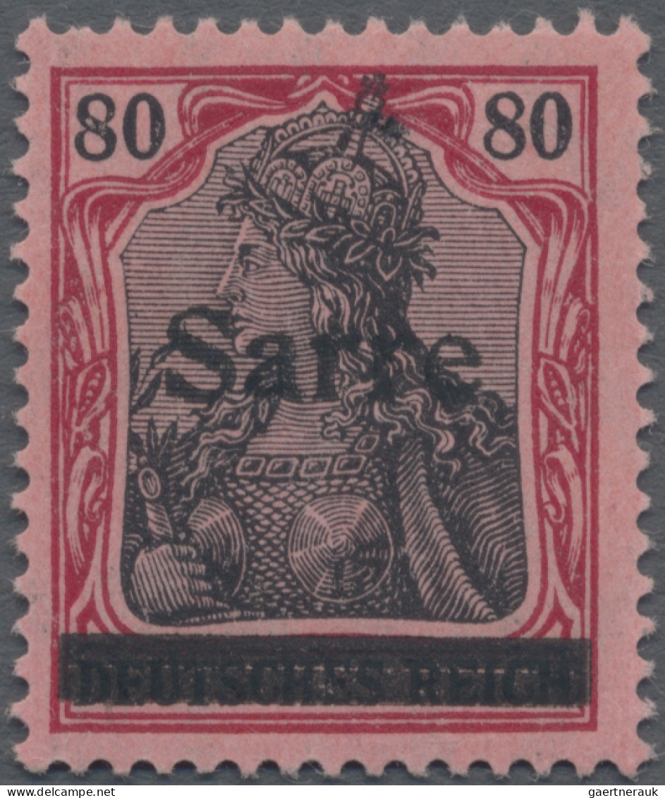 Deutsche Abstimmungsgebiete: Saargebiet: 1920 Germania 80 Pf. Mit Aufdruck In Ty - Unused Stamps