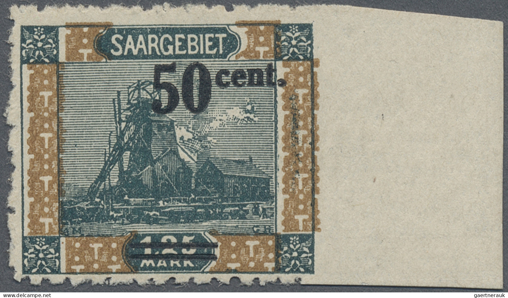 Deutsche Abstimmungsgebiete: Saargebiet: 1921, 50 C Auf 1,25 M Landschaften, Rec - Unused Stamps