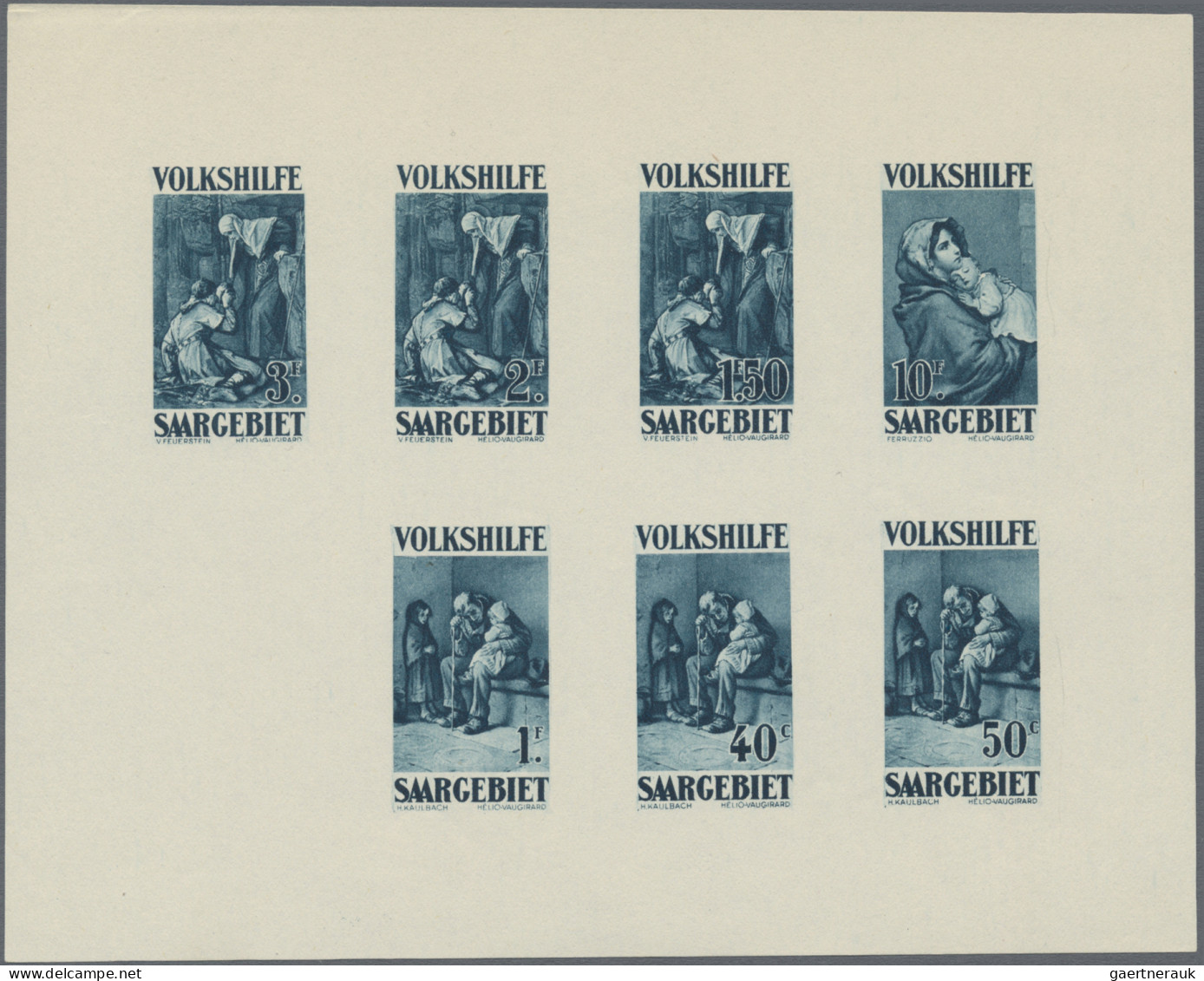 Deutsche Abstimmungsgebiete: Saargebiet: 1929, Volkshilfe, 40 C Bis 10 Fr, Probe - Unused Stamps