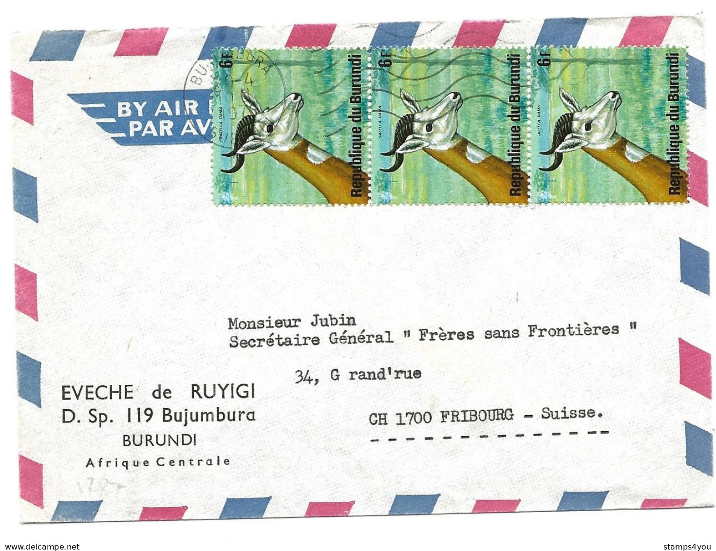 130 - 69 - Enveloppe Envoyée De Bujumbura En Suisse 1976 - Cartas & Documentos