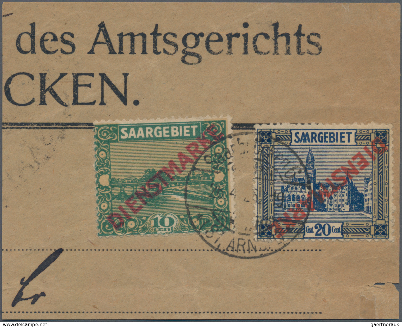 Deutsche Abstimmungsgebiete: Saargebiet - Dienstmarken: 1922, 20 C Dunkelblau/gr - Dienstmarken