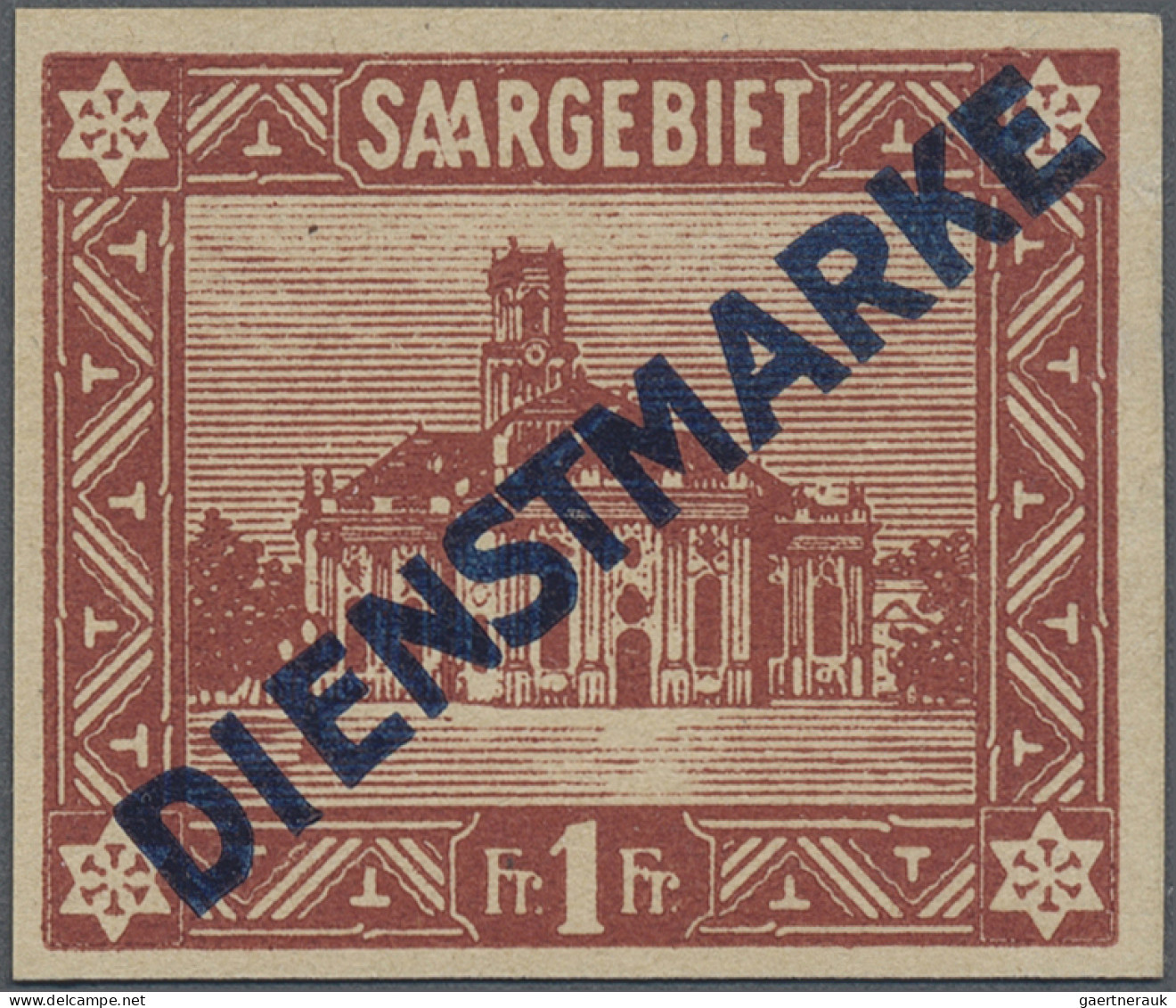 Deutsche Abstimmungsgebiete: Saargebiet - Dienstmarken: 1922, 1 Fr Dienstmarke, - Dienstmarken
