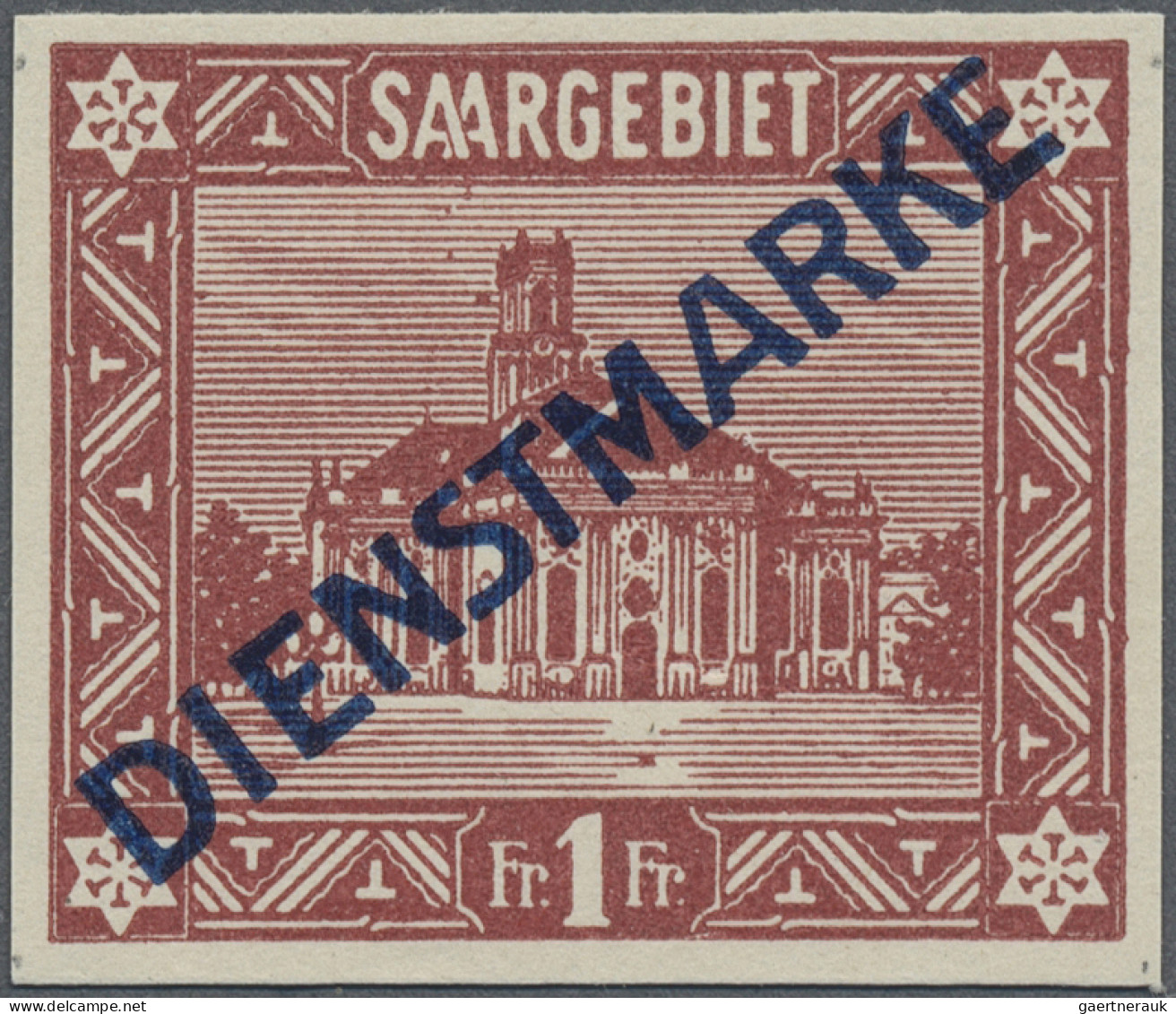 Deutsche Abstimmungsgebiete: Saargebiet - Dienstmarken: 1922, 1 Fr. Dienstmarke, - Service