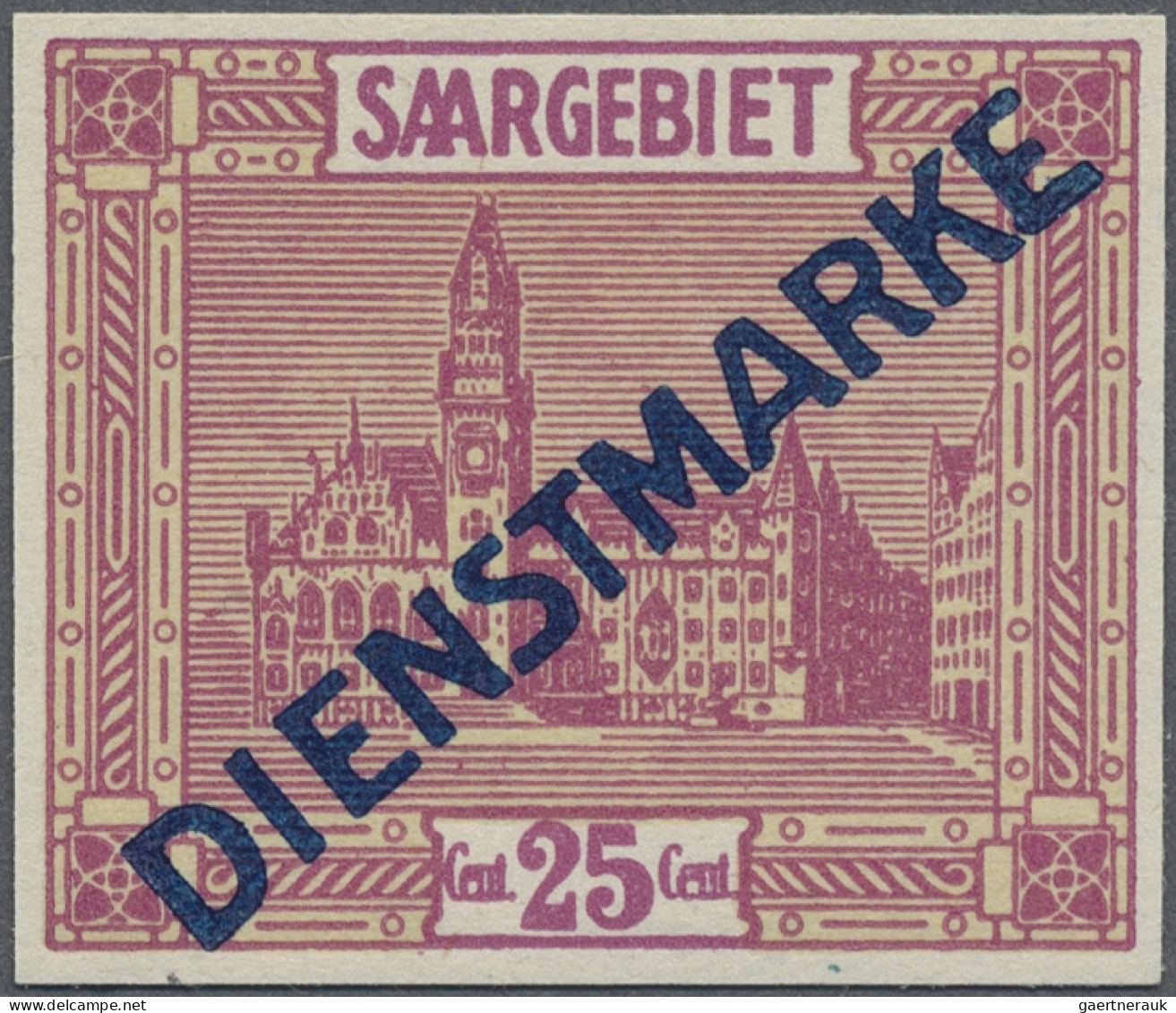 Deutsche Abstimmungsgebiete: Saargebiet - Dienstmarken: 1923, 25 C Rötlichlila, - Dienstmarken