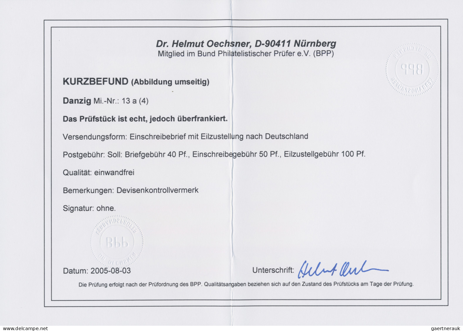 Danzig: 1920, 3 Mark Violettschwarz Im 4er-Block Auf überfrankiertem Trübsbach-E - Sonstige & Ohne Zuordnung