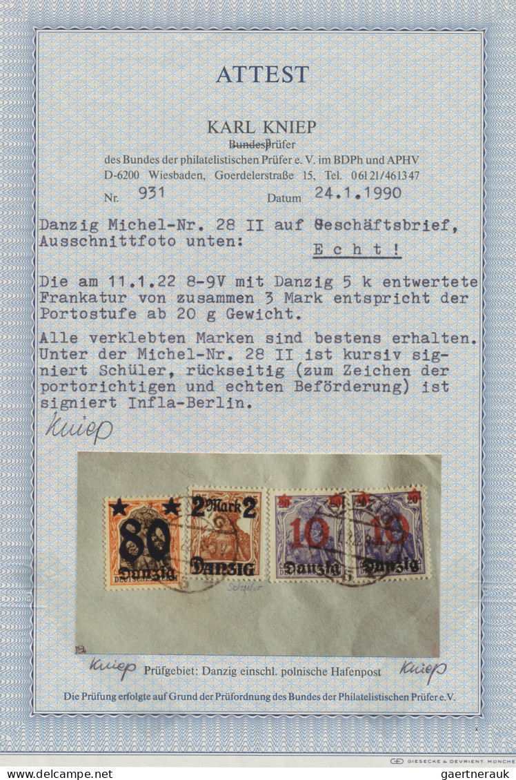 Danzig: 1920, 2 Mark Auf 35 Pfg. Rötlichbraun Mit Hellgrüngrauem Unterdruck, Spi - Andere & Zonder Classificatie
