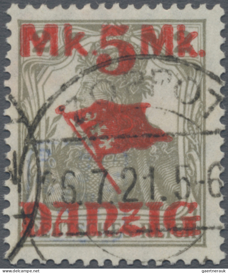 Danzig: 1920, 5 Mk Auf 2 Pf Germania Ohne Netzunterdruck, Tadellos Vollzähnig So - Other & Unclassified