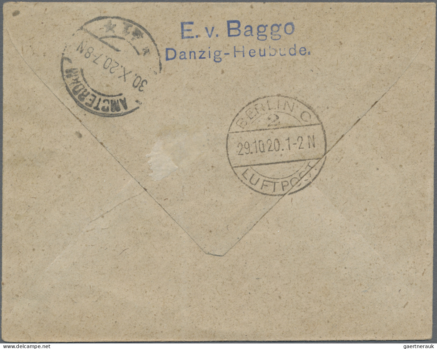 Danzig: 1920, Flugpost, Kompletter Satz Auf Lp-R-Brief Mit Hs. Ergänztem R-Zette - Sonstige & Ohne Zuordnung