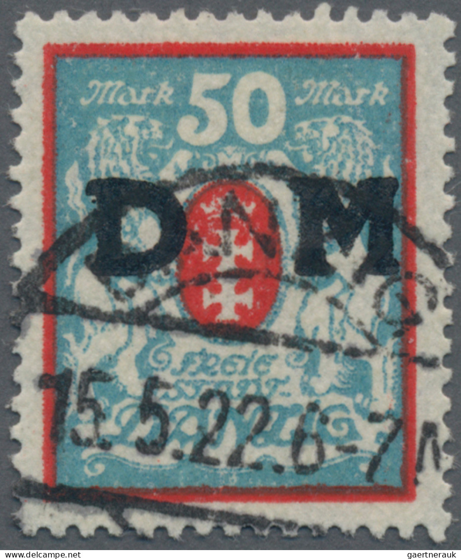 Danzig - Dienstmarken: 1923, 50 M Rot/mittelgrünlichblau Auf Papier Mit Wz. 'Kle - Autres & Non Classés