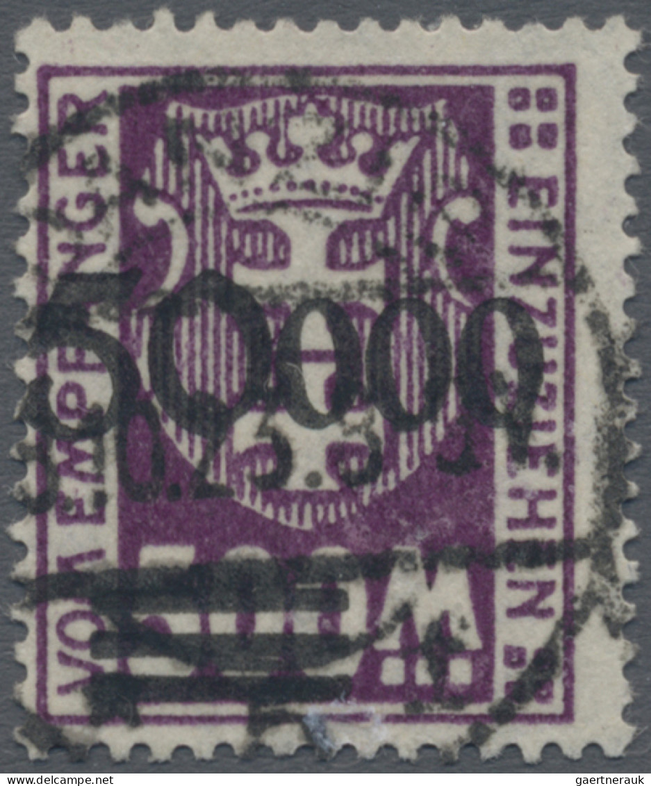 Danzig - Portomarken: 1923, 5.000 Auf 500 Mk Mit Glänzendem Aufdruck, Bis Auf Ei - Otros & Sin Clasificación