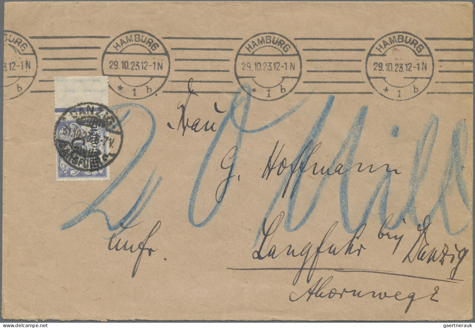 Danzig - Portomarken: 1923, Freimarken Als Portomarken Am Ersttag Der Neuen Guld - Sonstige & Ohne Zuordnung