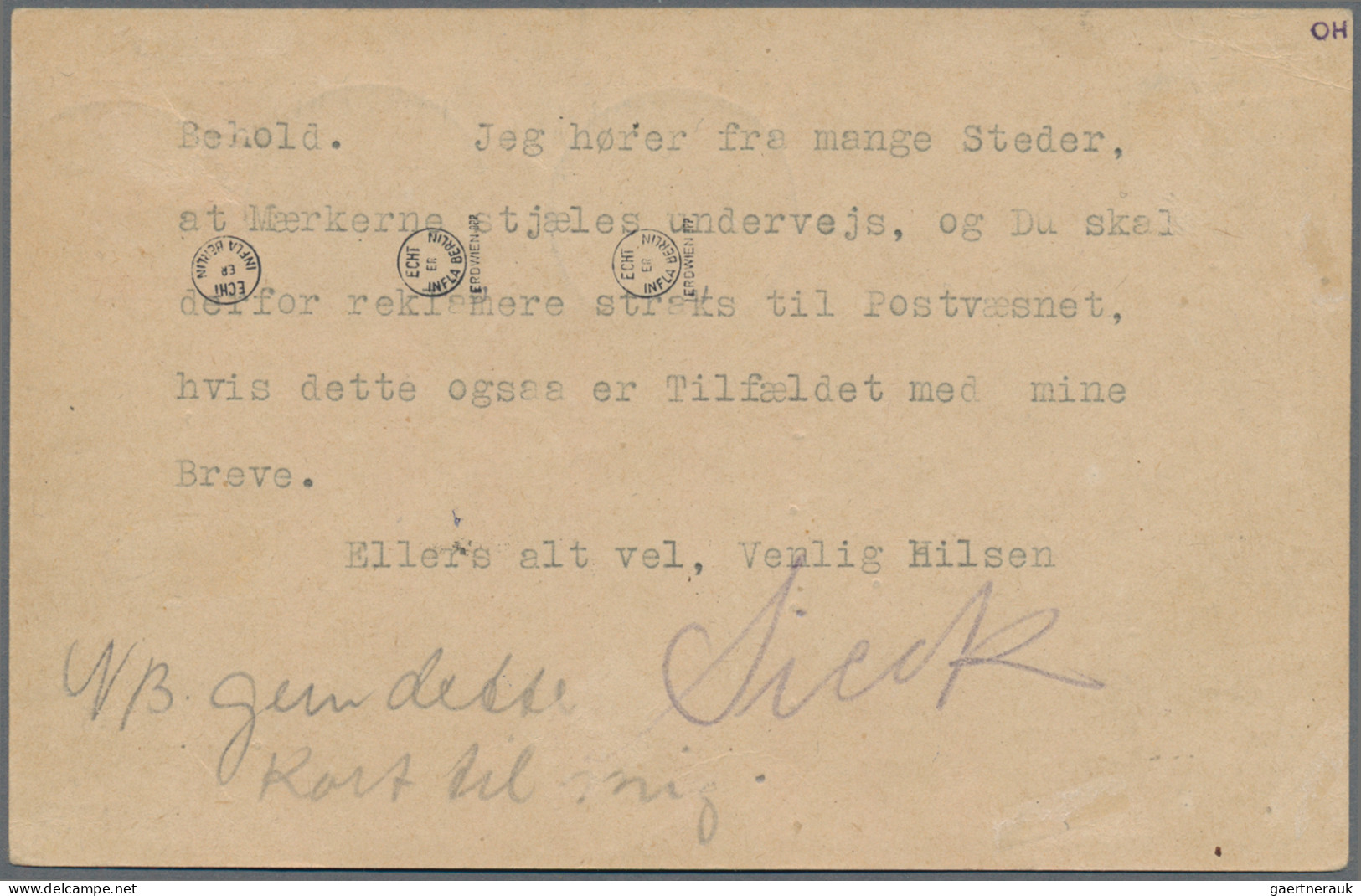 Danzig - Ganzsachen: 1920, Ganzsachenkarte 10 Pfg. Karmin Mit Zusatzfrankatur Kl - Sonstige & Ohne Zuordnung