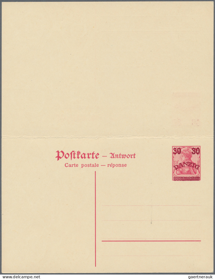 Danzig - Ganzsachen: 1920, Bogenförmiger "30 30 Danzig"-Aufdruck Auf Dt.Reich-Ur - Autres & Non Classés