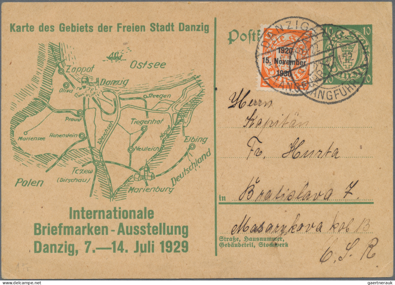 Danzig - Ganzsachen: 1929, 10 Pf Grün Bildganzsache "Int. Briefmarken-Ausst. Dan - Other & Unclassified