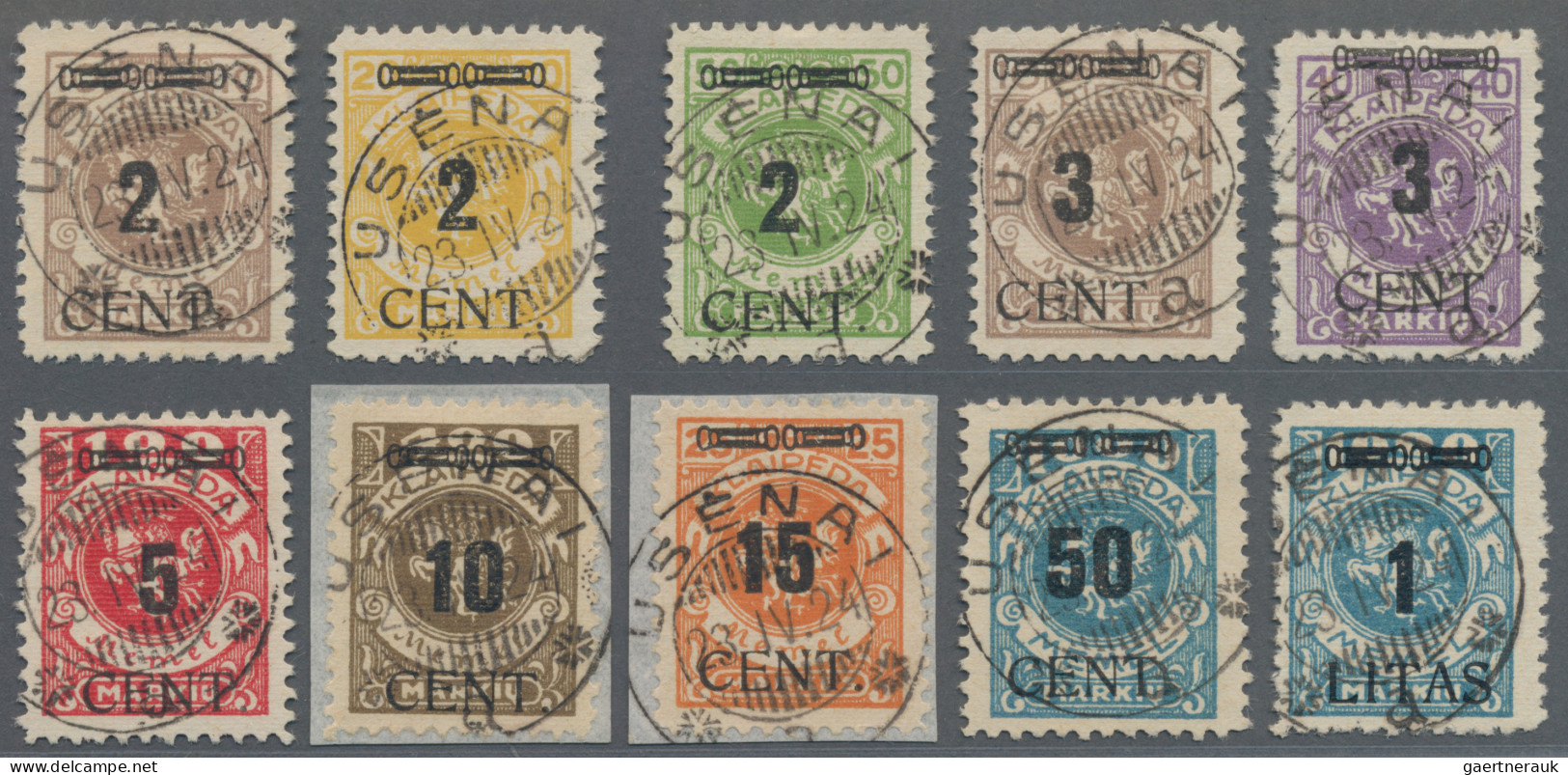 Memel: 1923, Freimarken Mit Schwarzem Aufdruck, Komplette Serie Mit 10 Werten Ei - Memelgebiet 1923