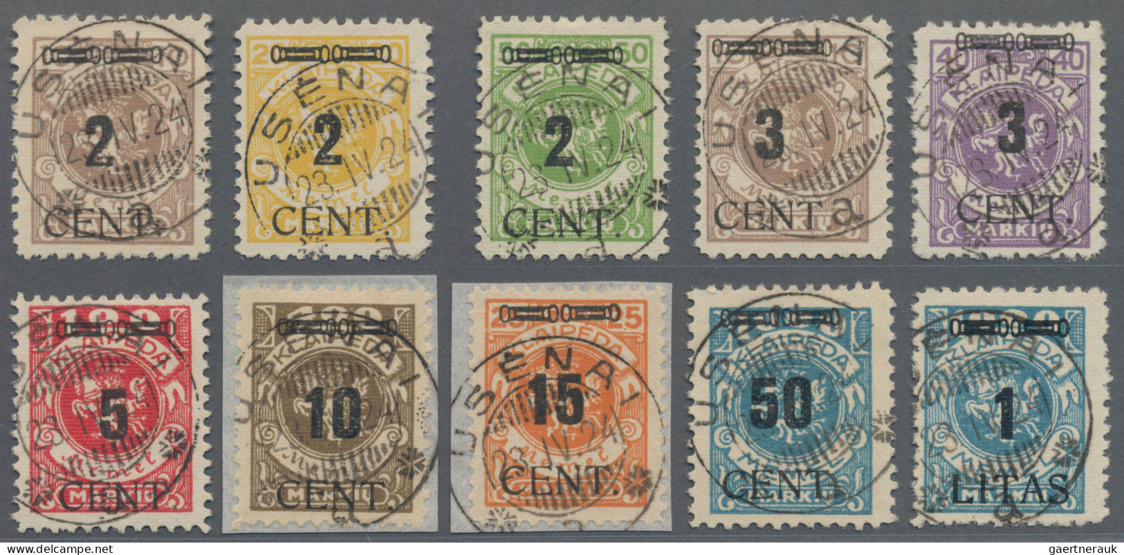 Memel: 1923, Freimarken Mit Schwarzem Aufdruck, Komplette Serie Mit 10 Werten Ei - Memel (Klaipeda) 1923