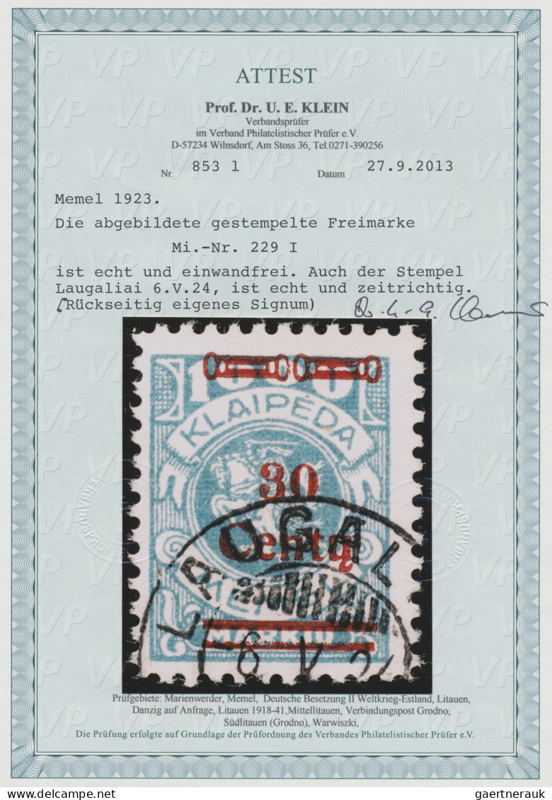 Memel: 1923, Freimarken Mit Aufdruck, Komplette Serie Von 24 Sauber Gestempelten - Memel (Klaïpeda) 1923