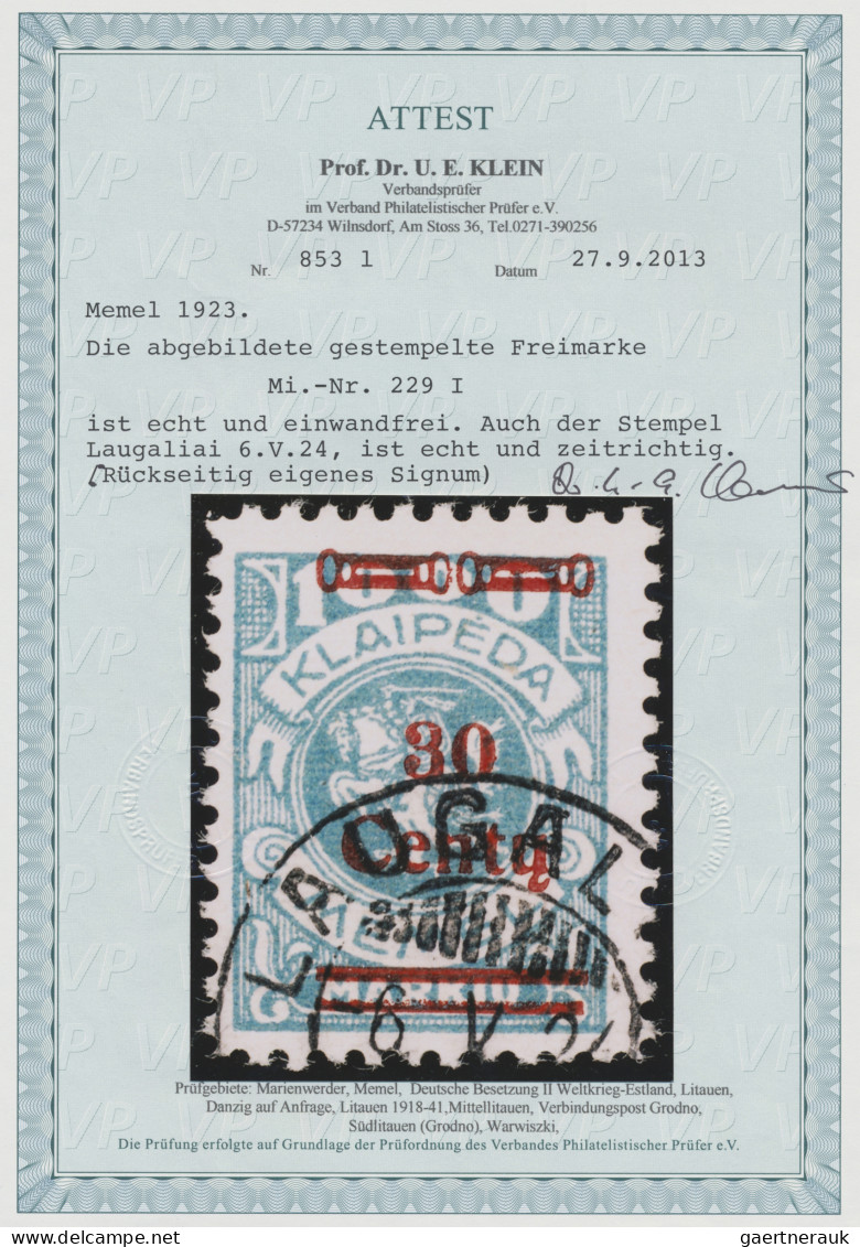 Memel: 1923, Freimarken Mit Aufdruck, Komplette Serie Von 24 Sauber Gestempelten - Memelgebiet 1923