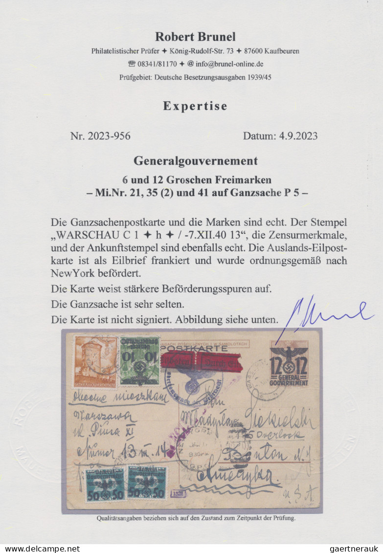 Dt. Besetzung II WK - Generalgouvernement - Ganzsachen: 1940, Freimarken 6, 8 Un - Occupation 1938-45