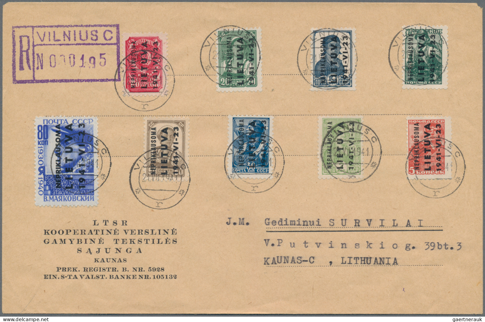 Dt. Besetzung II WK - Litauen: 1941, 2-80 K. Aufdruckausgabe Komplett Auf R-Brie - Bezetting 1938-45