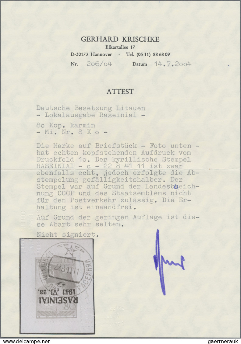 Dt. Besetzung II WK - Litauen - Rossingen (Raseiniai): 1941, 80 K Norpol Mit Kop - Occupation 1938-45