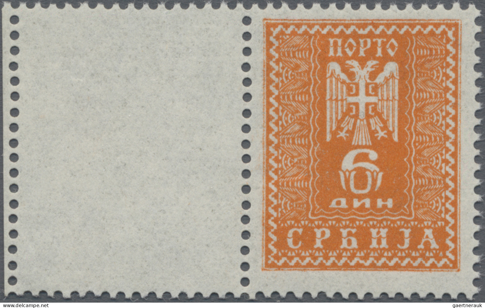 Dt. Besetzung II WK - Serbien - Portomarken: 1943, 6 D Dunkelrötlichorange, Post - Occupation 1938-45