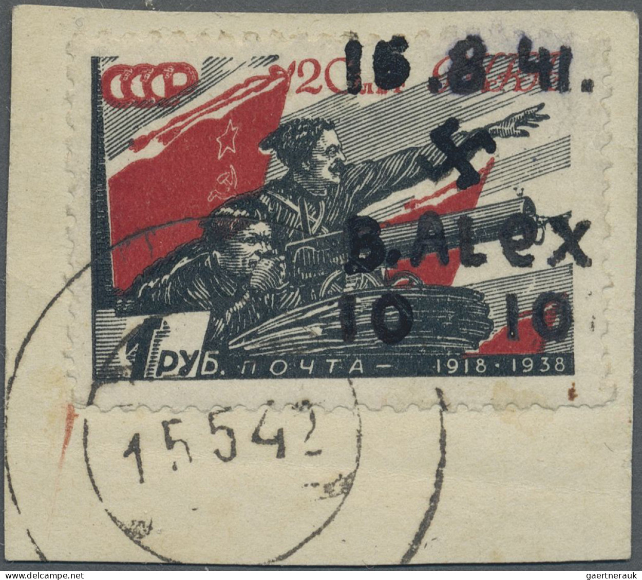 Dt. Besetzung II WK - Ukraine - Alexanderstadt: 1942, 10 R Auf 1 R Schwarz/dunke - Occupation 1938-45