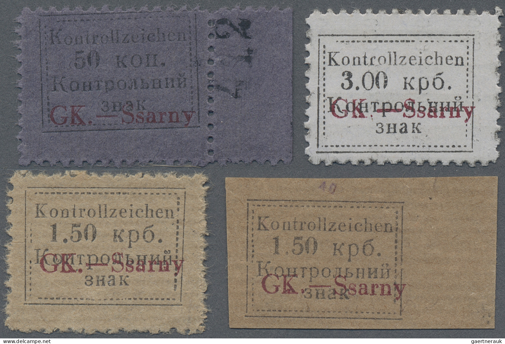 Dt. Besetzung II WK - Ukraine - Sarny: 1941, 50 Kop. Bis 3 Krb. GK-Sarny, Gezähn - Occupation 1938-45