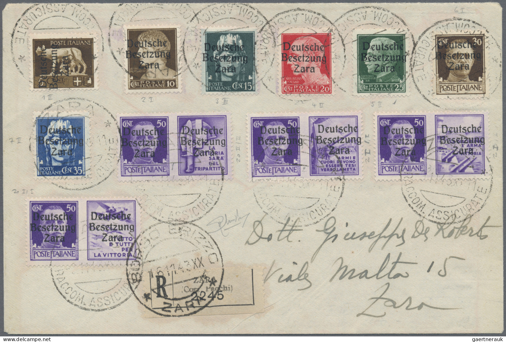 Dt. Besetzung II WK - Zara: 1943, 5 C Bis 35 C Freimarken Und 4 X 50 C Blauviole - Ocupación 1938 – 45