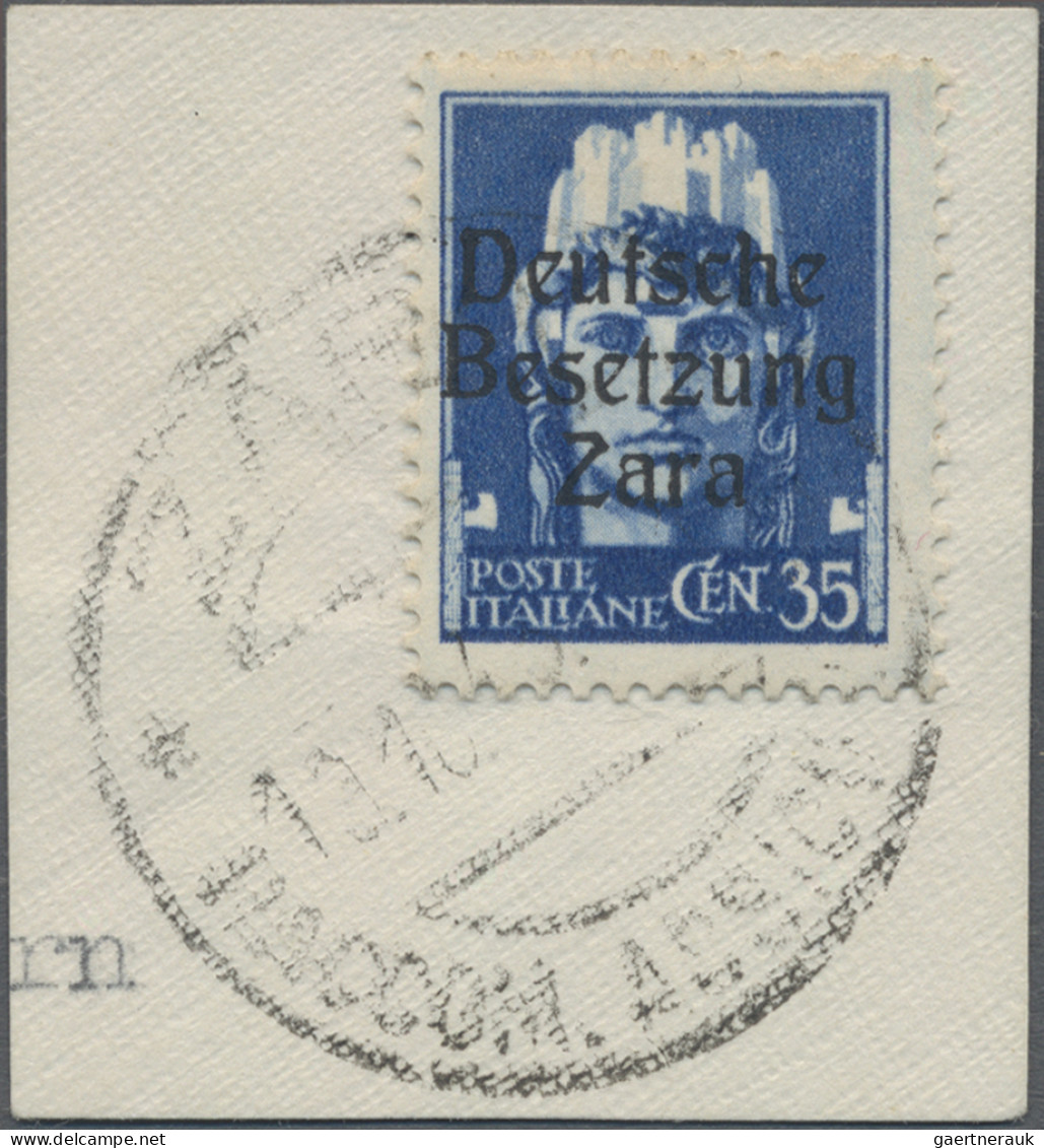 Dt. Besetzung II WK - Zara: 1943, 35 C Schwärzlichkobalt, Aufdruck Type III, Ent - Bezetting 1938-45