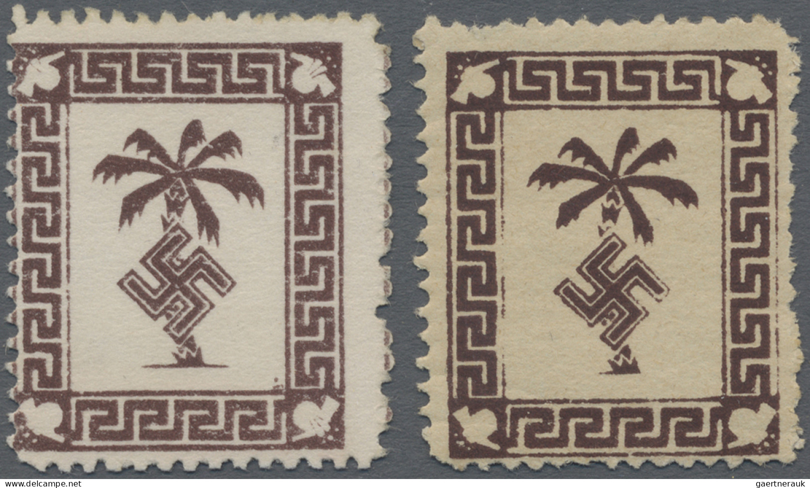 Feldpostmarken: 1943, Tunis-Päckchenmarke In Beiden Papiersorten: Auf Dickem Pap - Otros & Sin Clasificación