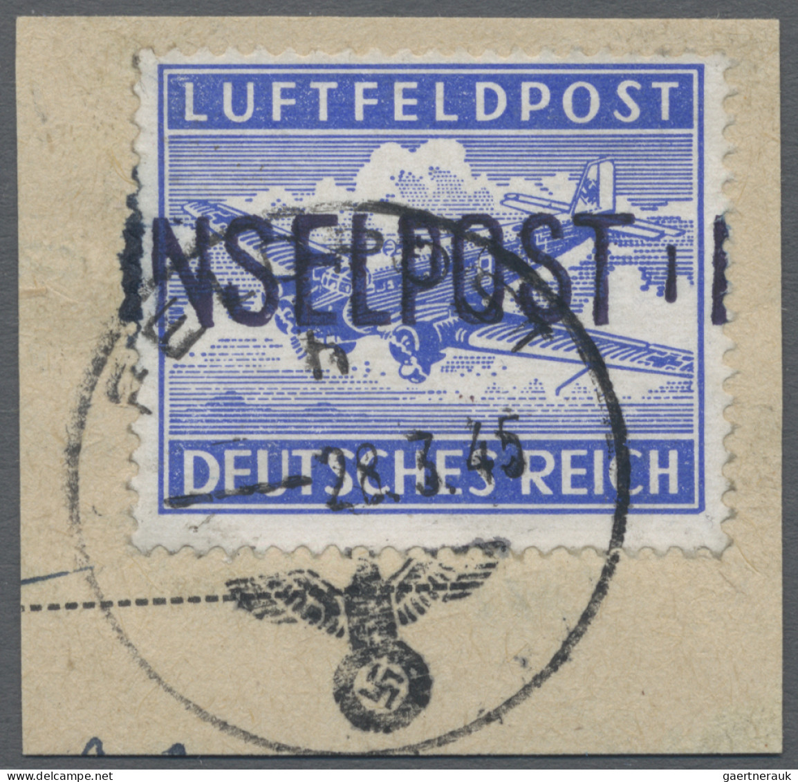 Feldpostmarken: 1945, Leros-Aufdruck, Luftfeldpostmarke Mit Schwarzblauviolettem - Sonstige & Ohne Zuordnung