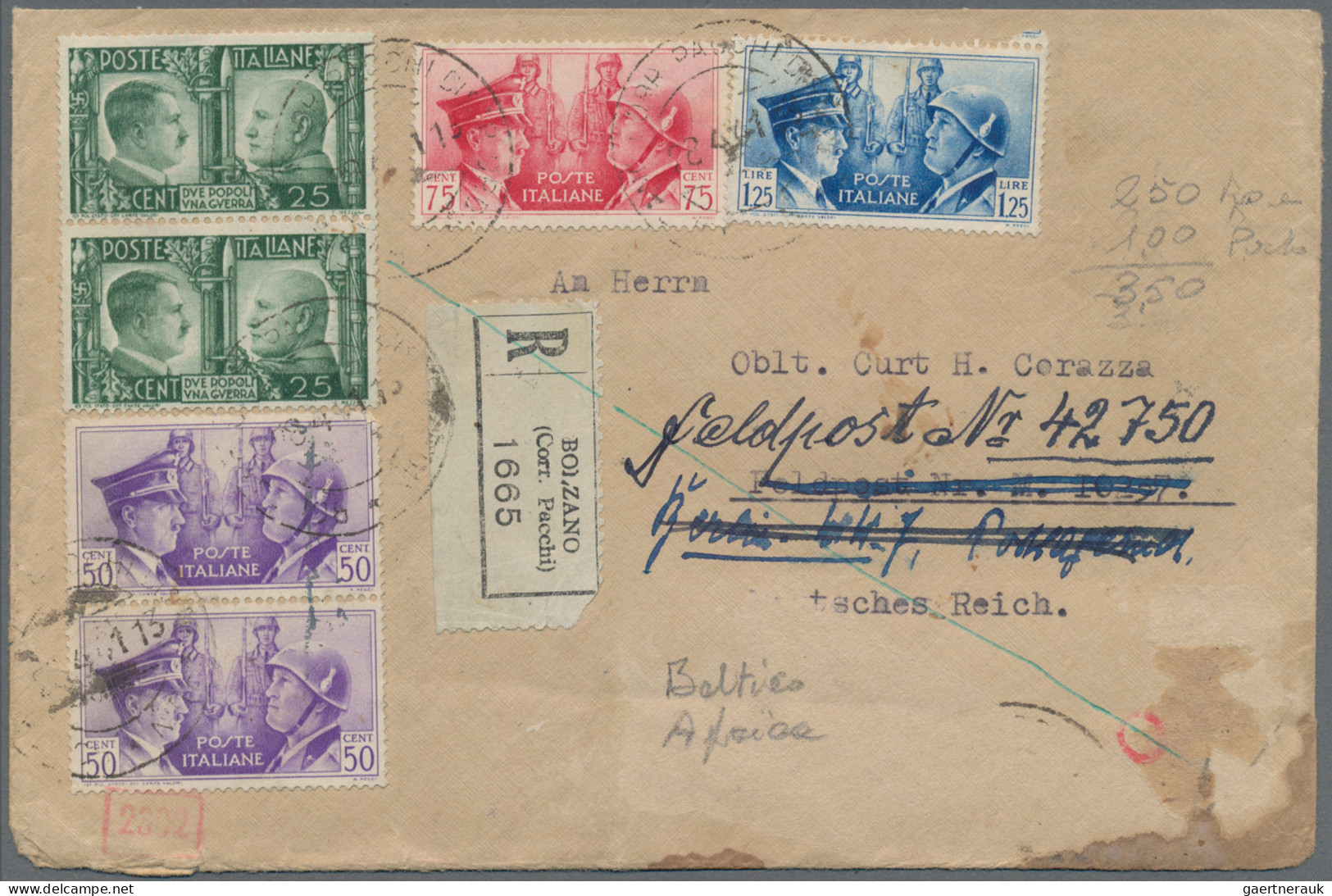 Feldpost 2. Weltkrieg: 1941 R-Brief Von Bolzano In Italien An Die Deutsche Feldp - Other