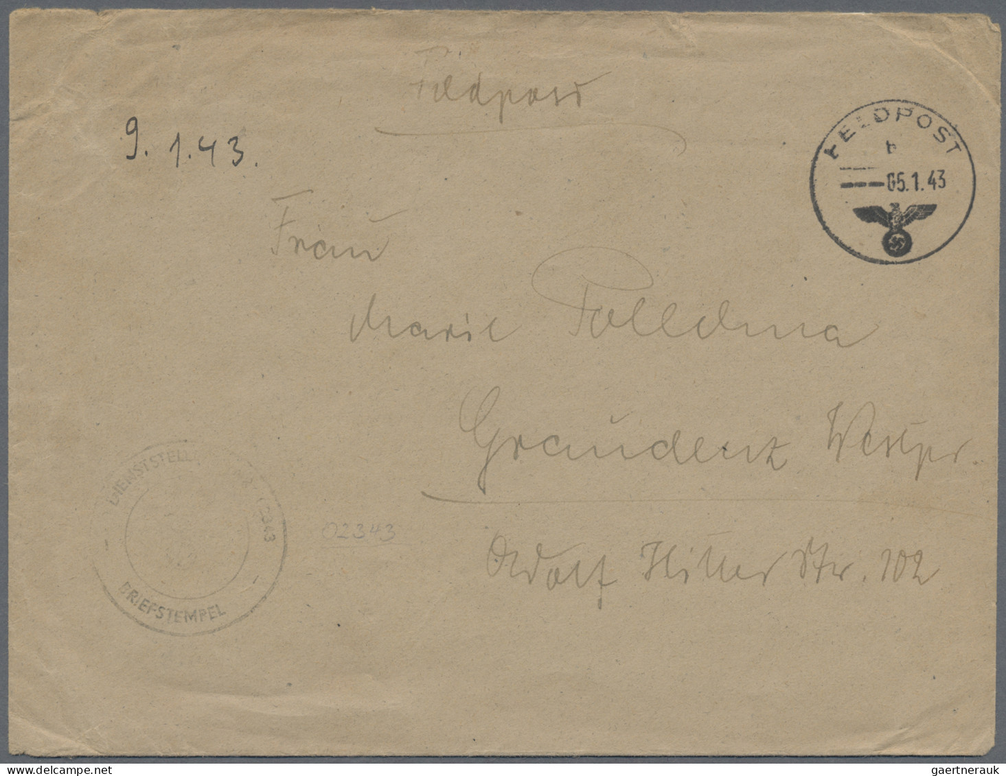 Feldpost 2. Weltkrieg: 1943. Polish Volunteer. Cover With Dienstsiegel Of FPN023 - Other