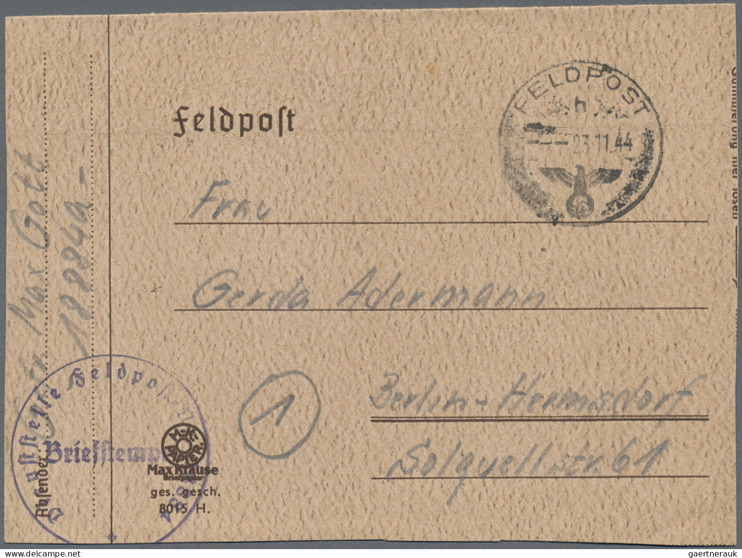 Feldpost 2. Weltkrieg: 1944, Zwei Seltene Feldpost-Briefe Mit Aufgedruckten Ansi - Otros