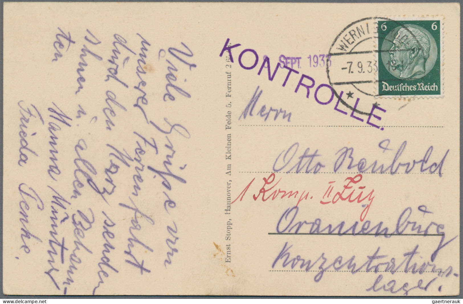 KZ-Post: ORANIENBURG, 1933, 6 Pf Hindenburg Auf Ansichtspostkarte Von Wernigerod - Covers & Documents