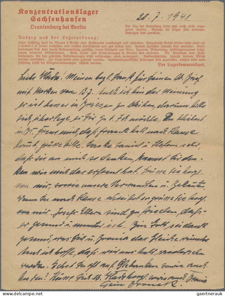 KZ-Post: 1941, 25.7., 12 Pf Hindenburg Rot Als EF Auf Form-Doppelkarte Mit Zensu - Lettres & Documents