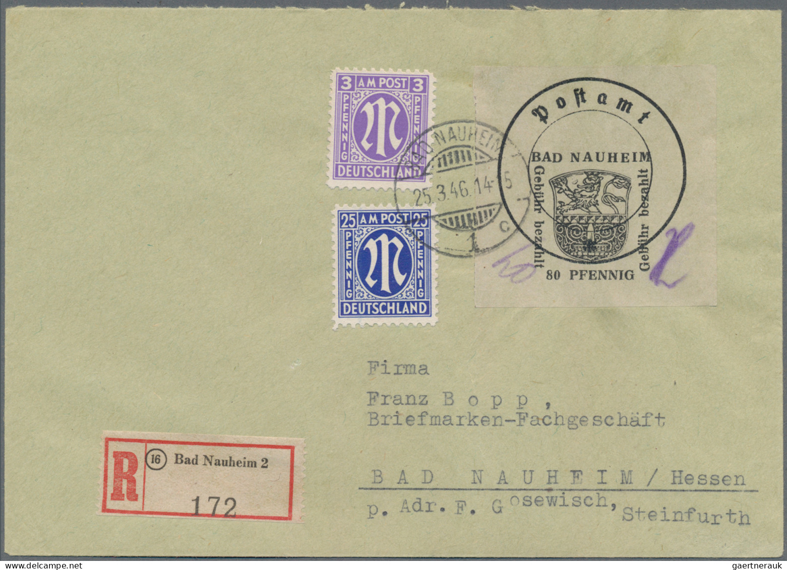 Deutsche Lokalausgaben Ab 1945: 1946 Bad Nauheim: Die Fünf Verschiedenen Postver - Other & Unclassified