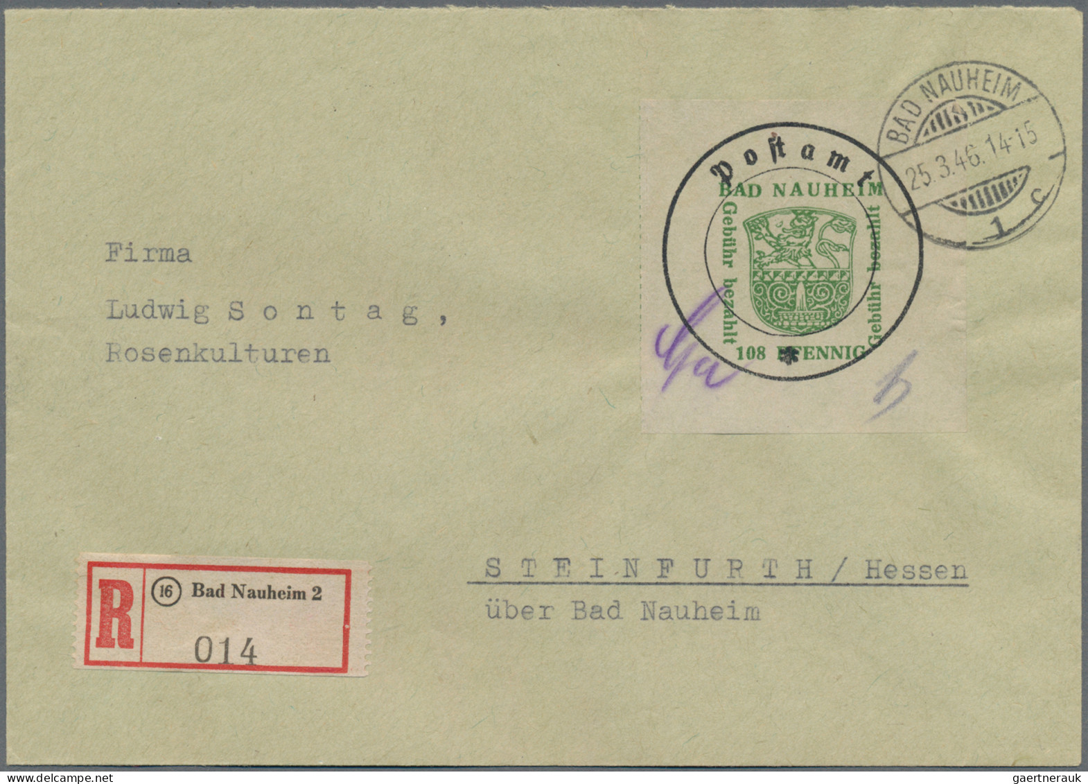 Deutsche Lokalausgaben ab 1945: 1946 Bad Nauheim: Die fünf verschiedenen Postver