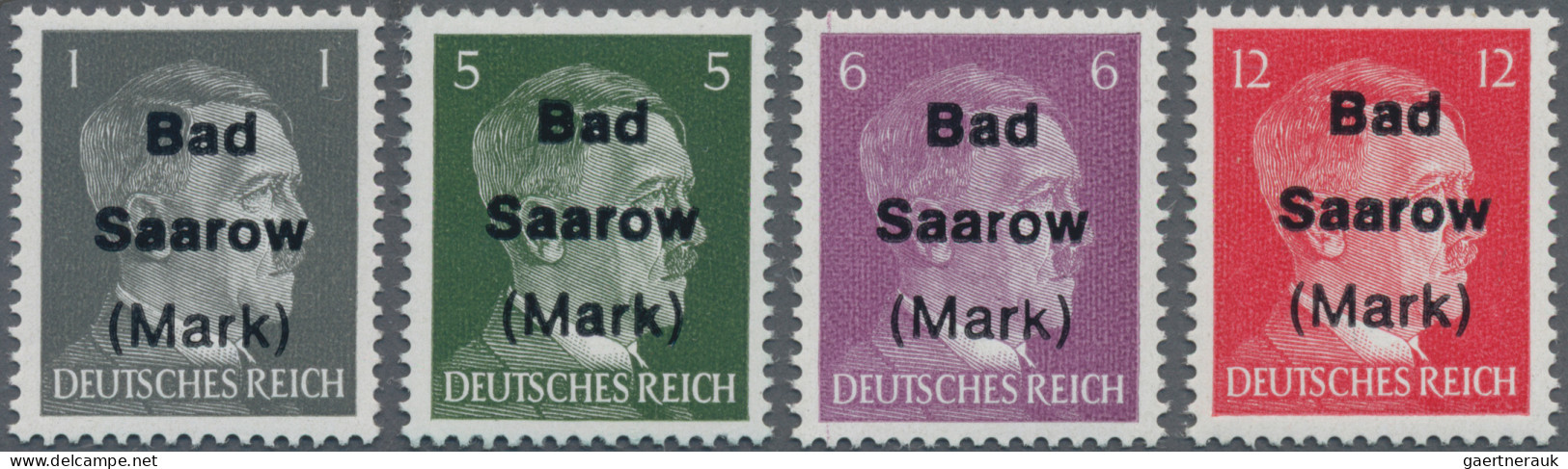 Deutsche Lokalausgaben Ab 1945: BAD SAAROW, 1945: 1 Pf Bis 12 P Hitler Mit Nicht - Other & Unclassified