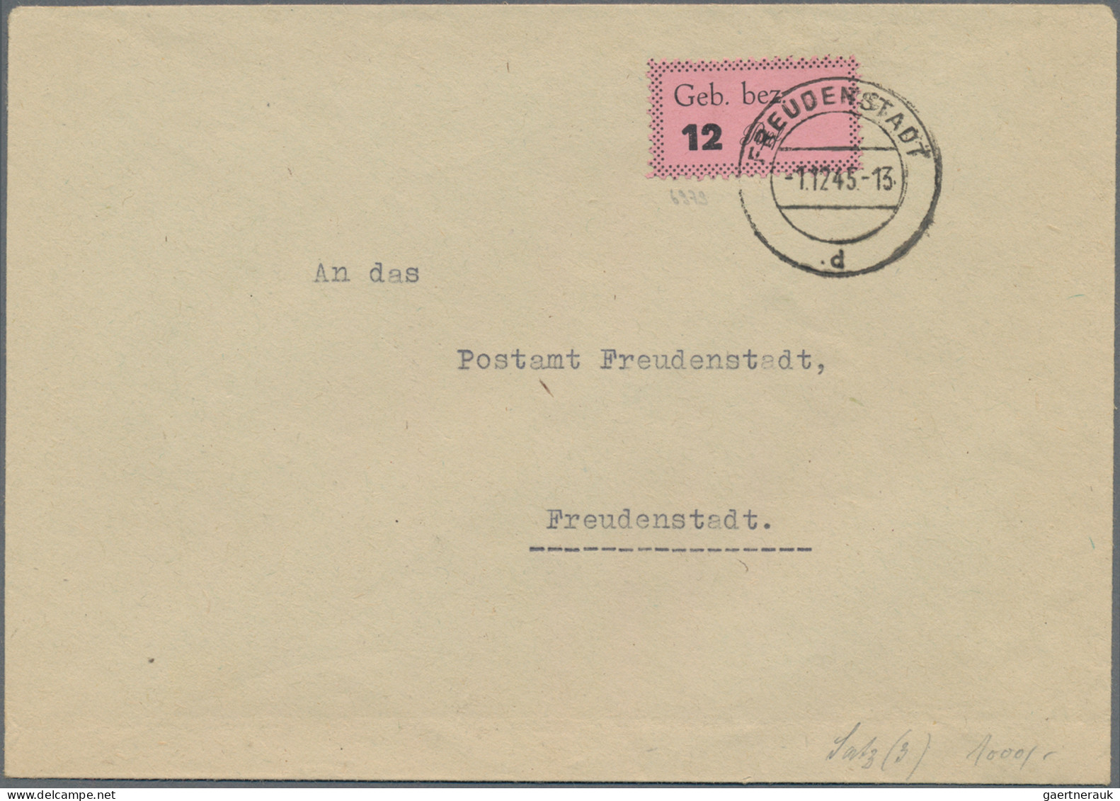 Deutsche Lokalausgaben Ab 1945: 1945 Freudenstadt: 8 Pf. Auf Postkarte Von Dorns - Other & Unclassified