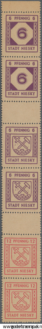 Deutsche Lokalausgaben Ab 1945: NIESKY: 1945, Freimarken Wertziffer Und Stadtwap - Other & Unclassified