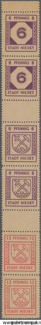 Deutsche Lokalausgaben Ab 1945: NIESKY: 1945, Freimarken Wertziffer Und Stadtwap - Sonstige & Ohne Zuordnung