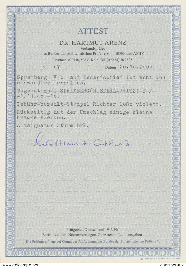 Deutsche Lokalausgaben Ab 1945: SPREMBERG: 1945, Gebührenzettel 12 Pfg. Rot, Wei - Andere & Zonder Classificatie
