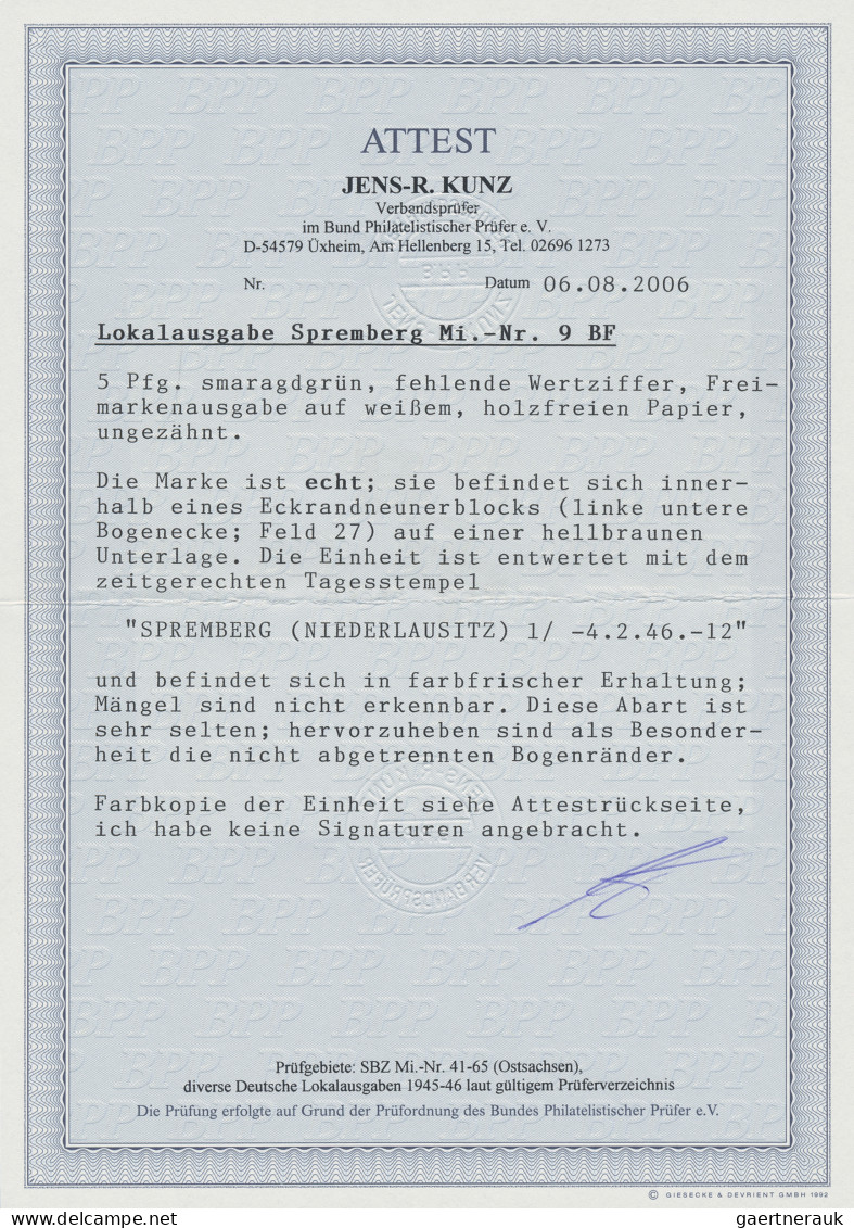 Deutsche Lokalausgaben Ab 1945: SPREMBERG 1946: Freimarke 5 Pfg. Mit Fehlender W - Otros & Sin Clasificación