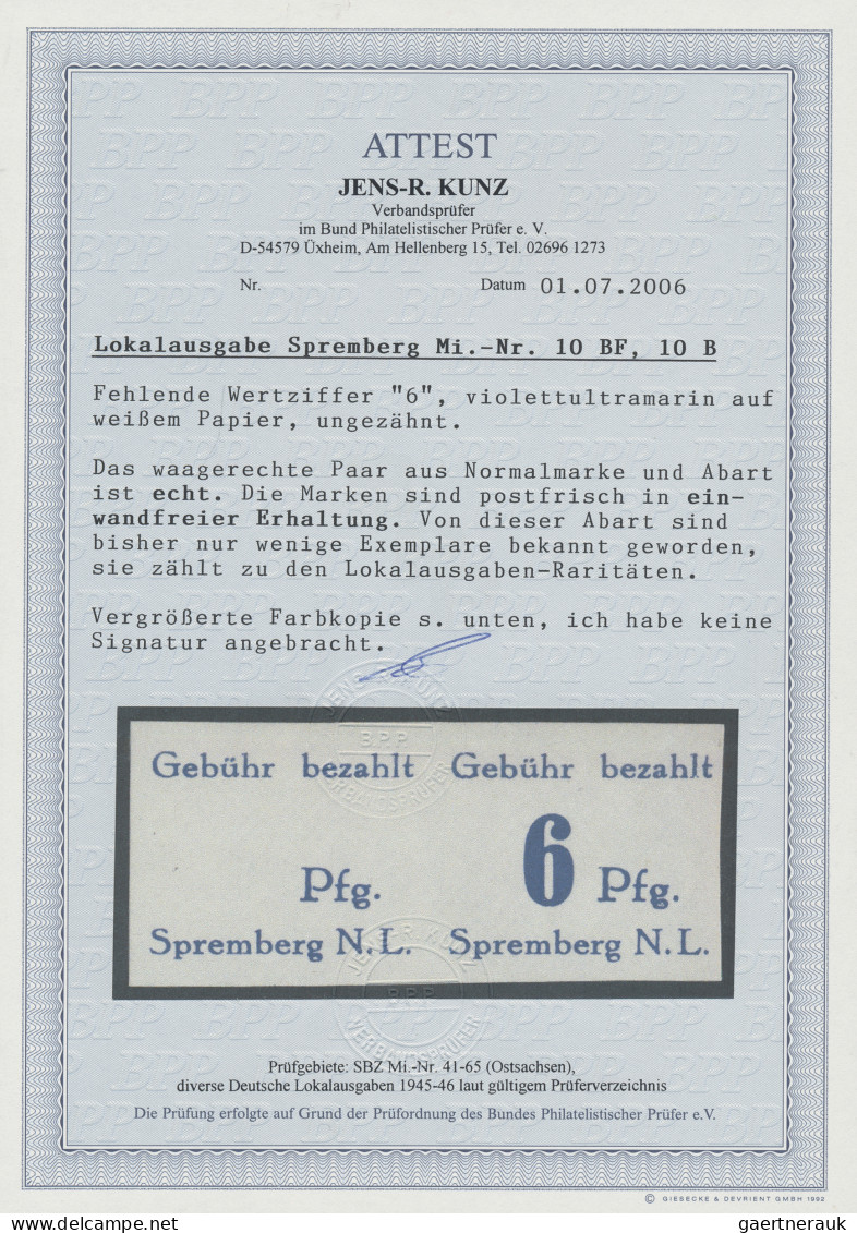 Deutsche Lokalausgaben Ab 1945: SPREMBERG, 1945: Gebührenzettel Mit Fehlender We - Other & Unclassified