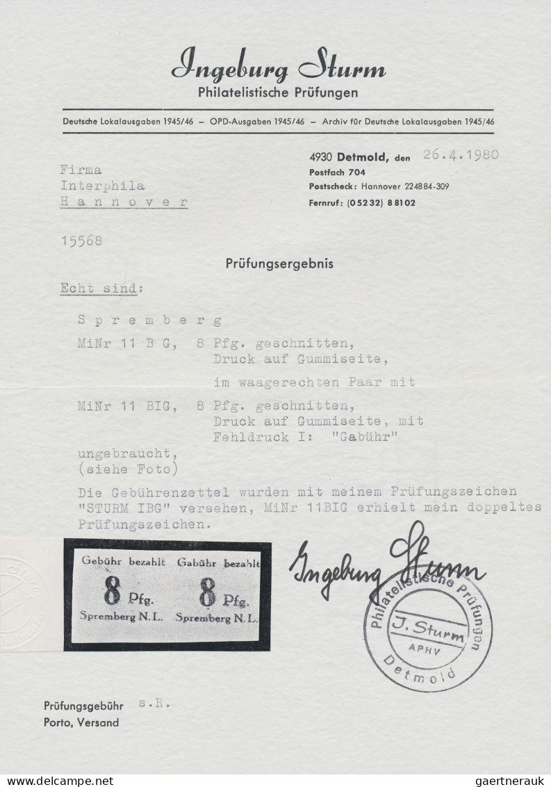 Deutsche Lokalausgaben Ab 1945: SPREMBERG: 1945, Freimarke 8 Pfg Postfrisch Vom - Autres & Non Classés