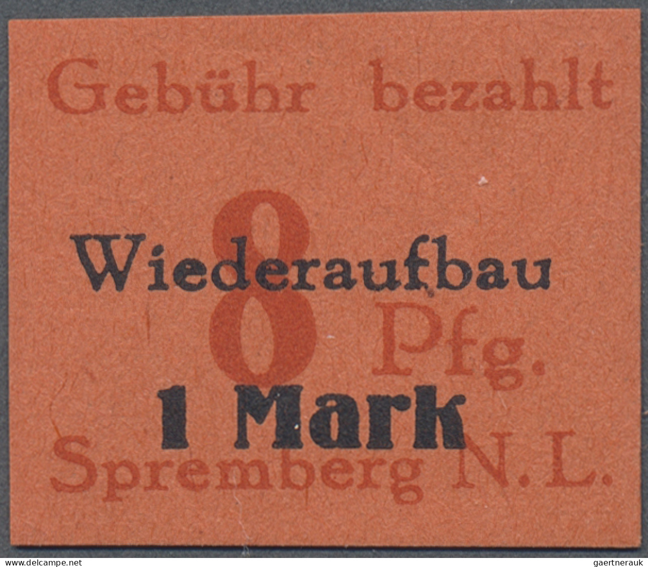 Deutsche Lokalausgaben Ab 1945: SPREMBERG 1946: 8 Pfg. + 1 M. Rot Auf Ziegelrote - Andere & Zonder Classificatie